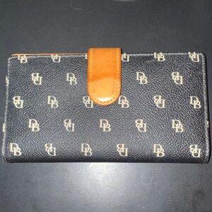 Dooney & Bourke Black Wallet with Tan Strap